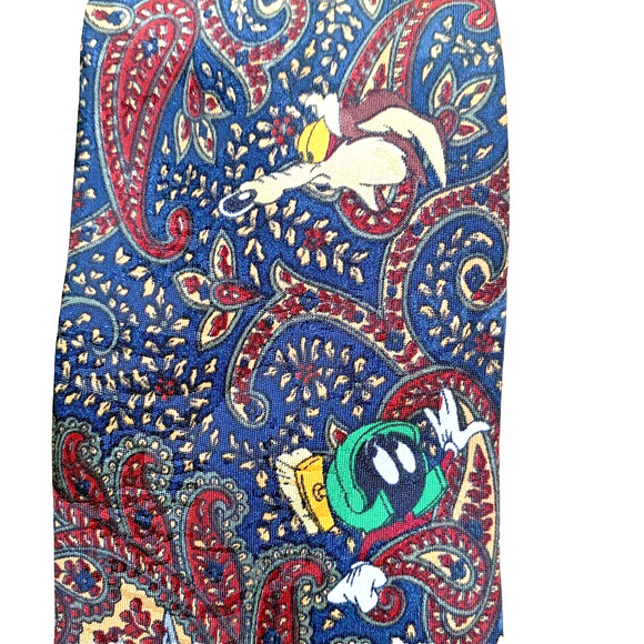 Vintage Looney Tunes Men's Necktie Bugs Bunny Wile E Coyote TAZ Paisley 1994 - Picture 4 of 7